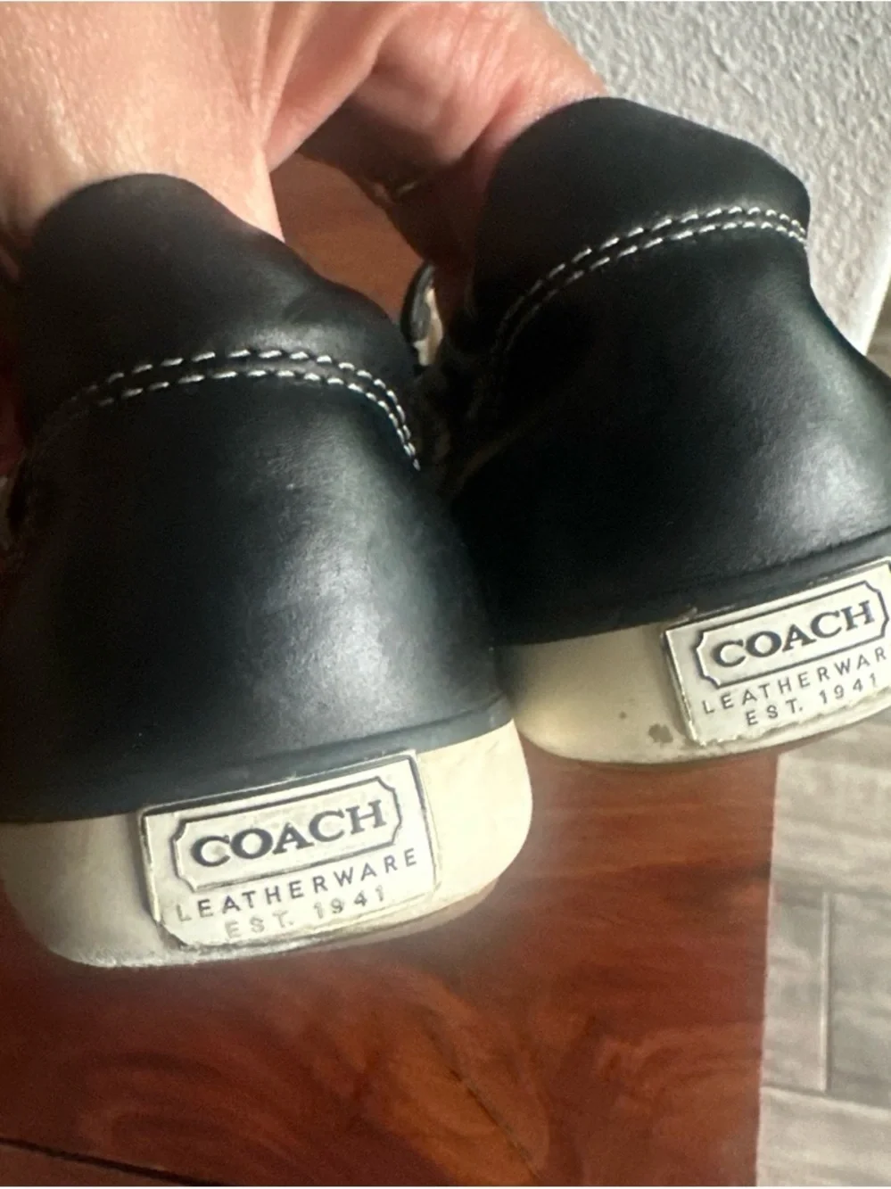 Coach Black and Taupe Signature Slip-On Sneakers